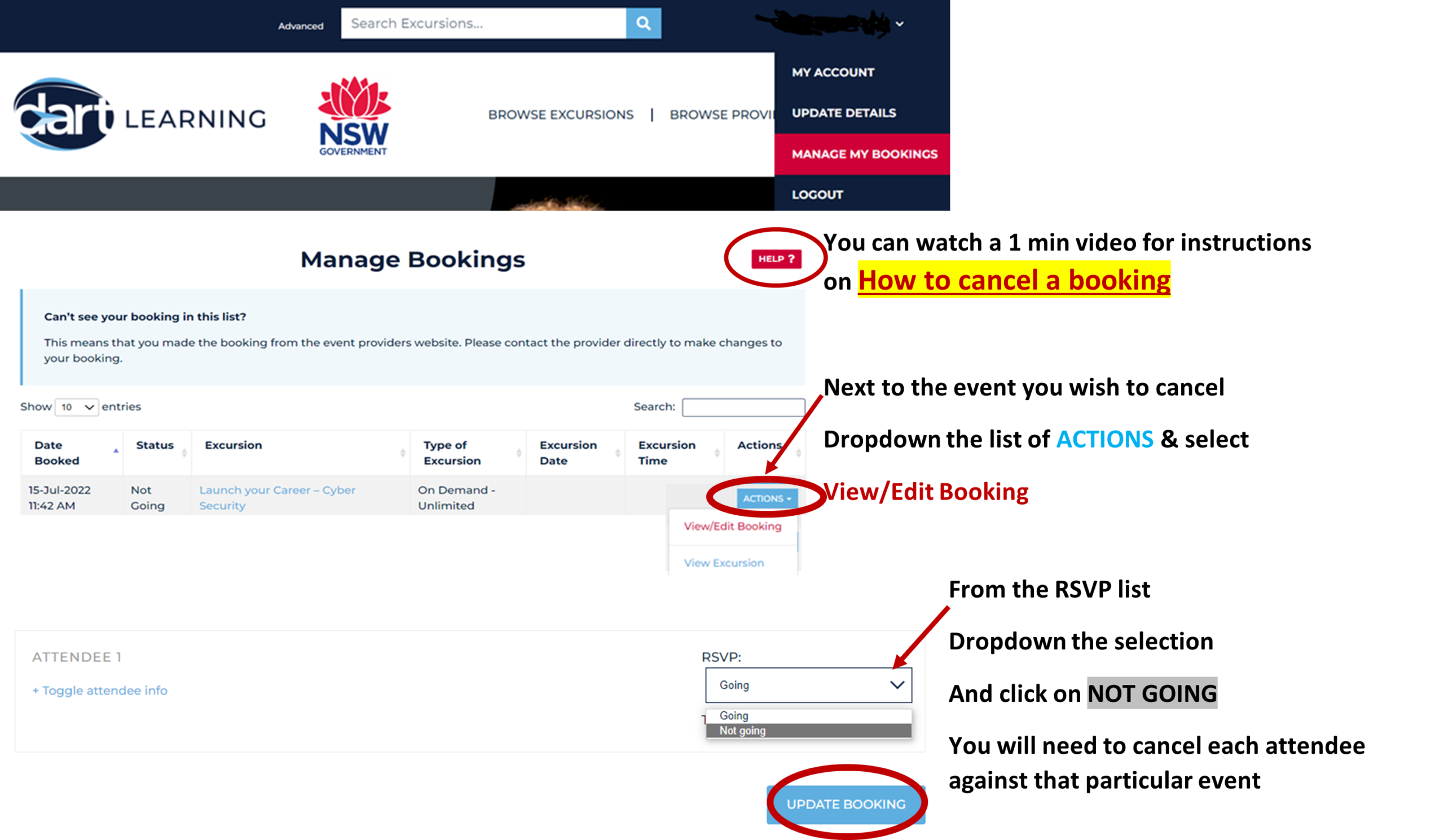 SShot - How to cancel a booking
